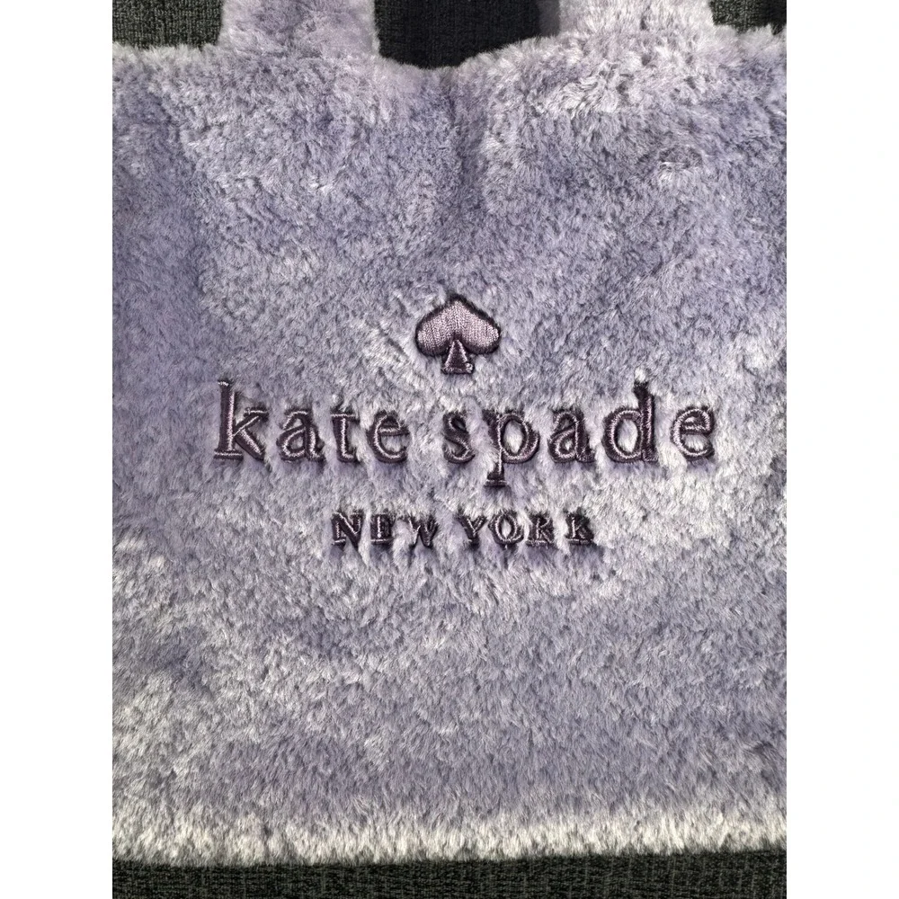 Kate Spade New York Lavender Faux Fur Tote Bag Purple Sherpa Crossbody Handbag